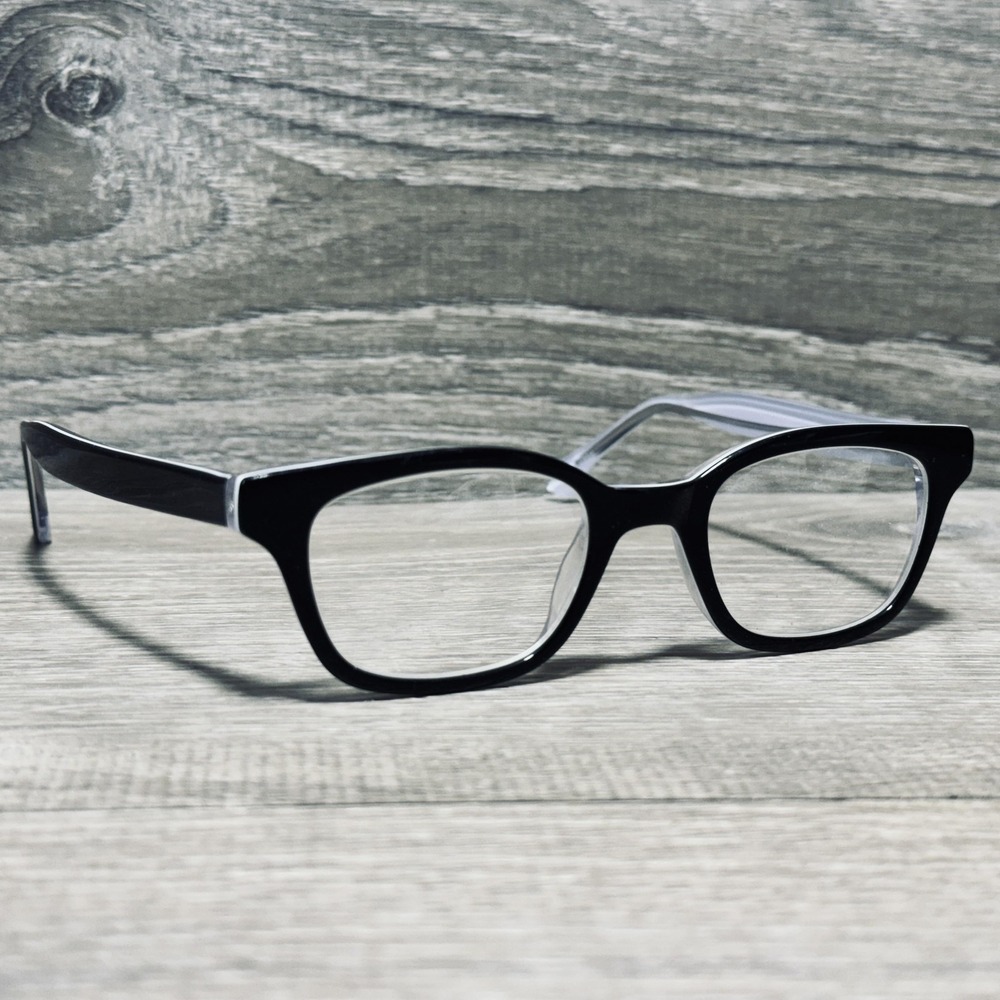 Baron BZ46 Eyeglass Frames Womens Black Clear Full Rim Rectangular Frames Only